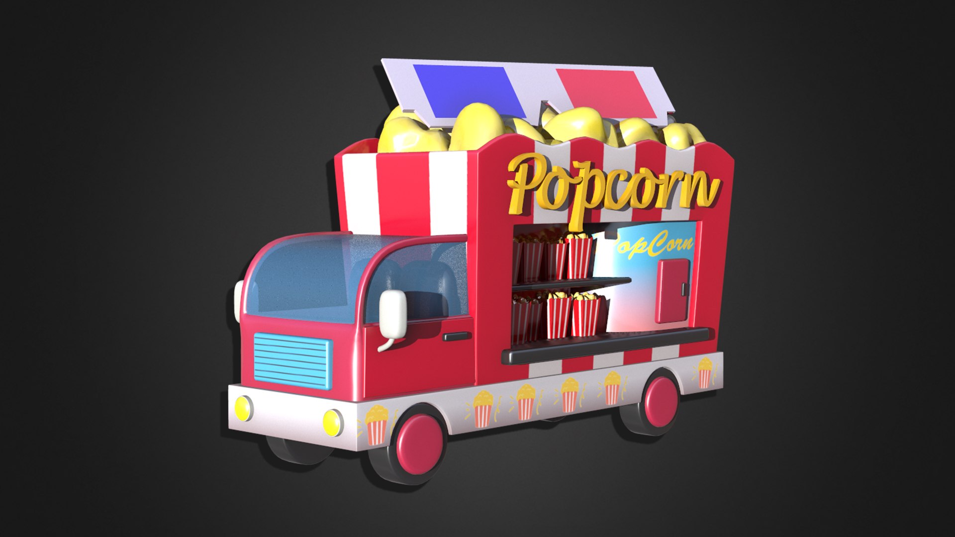 3D Model Asset Cartoons Food Car Popcorn Car TurboSquid 2158757