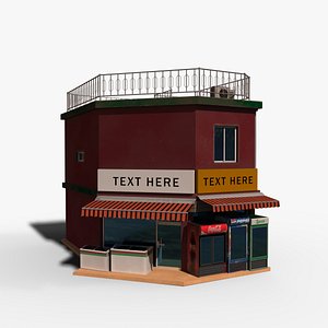 3D model LowPoly Building in Korea 09