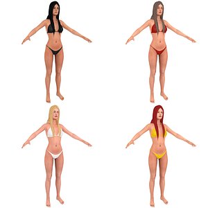 3D pack female supermodel bikini model