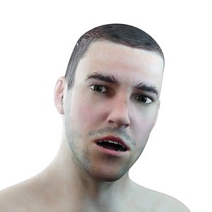 male head rigged 3D