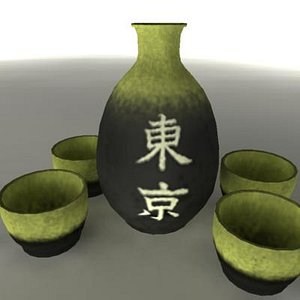 japanese sake set pot 3d ma