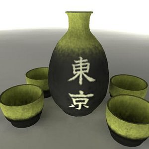 Japanese Sake Set Pot and Cups