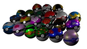 Pokeball 3D Illustration download in PNG, OBJ or Blend format