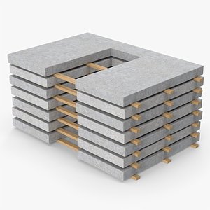 Stacked Concrete Wall Panels 3D model