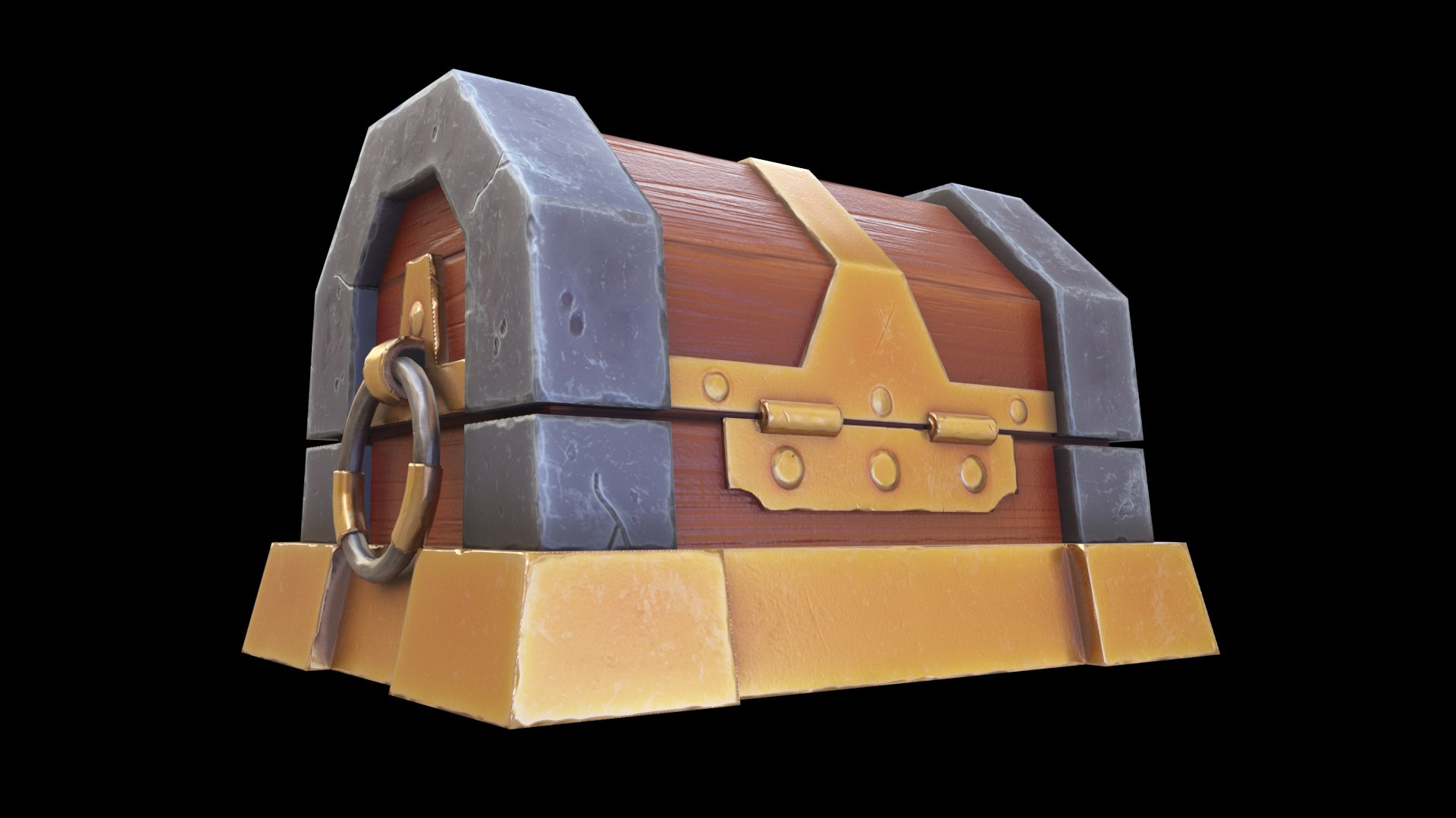 3D Stone Gold Chest - TurboSquid 1643560