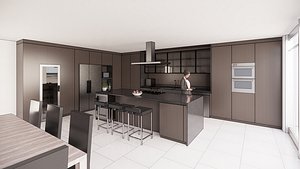 3D Parametric kitchen cabinets  furniture and appliances model