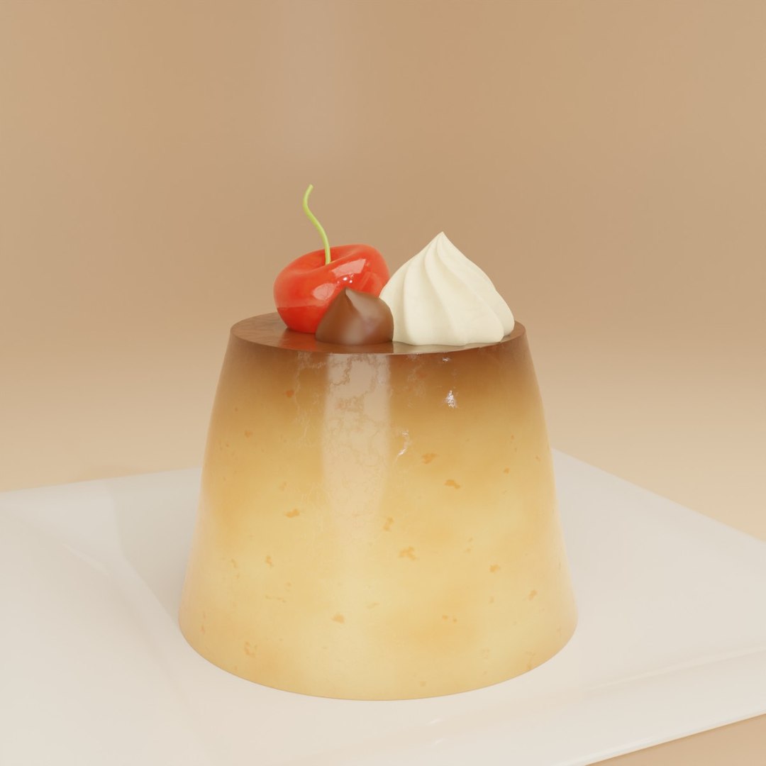 3D Cherry Caramel Cream Pudding Egg Putting - TurboSquid 2197360