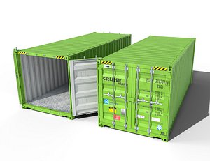 20ft Cargo Container Green Light 3D model
