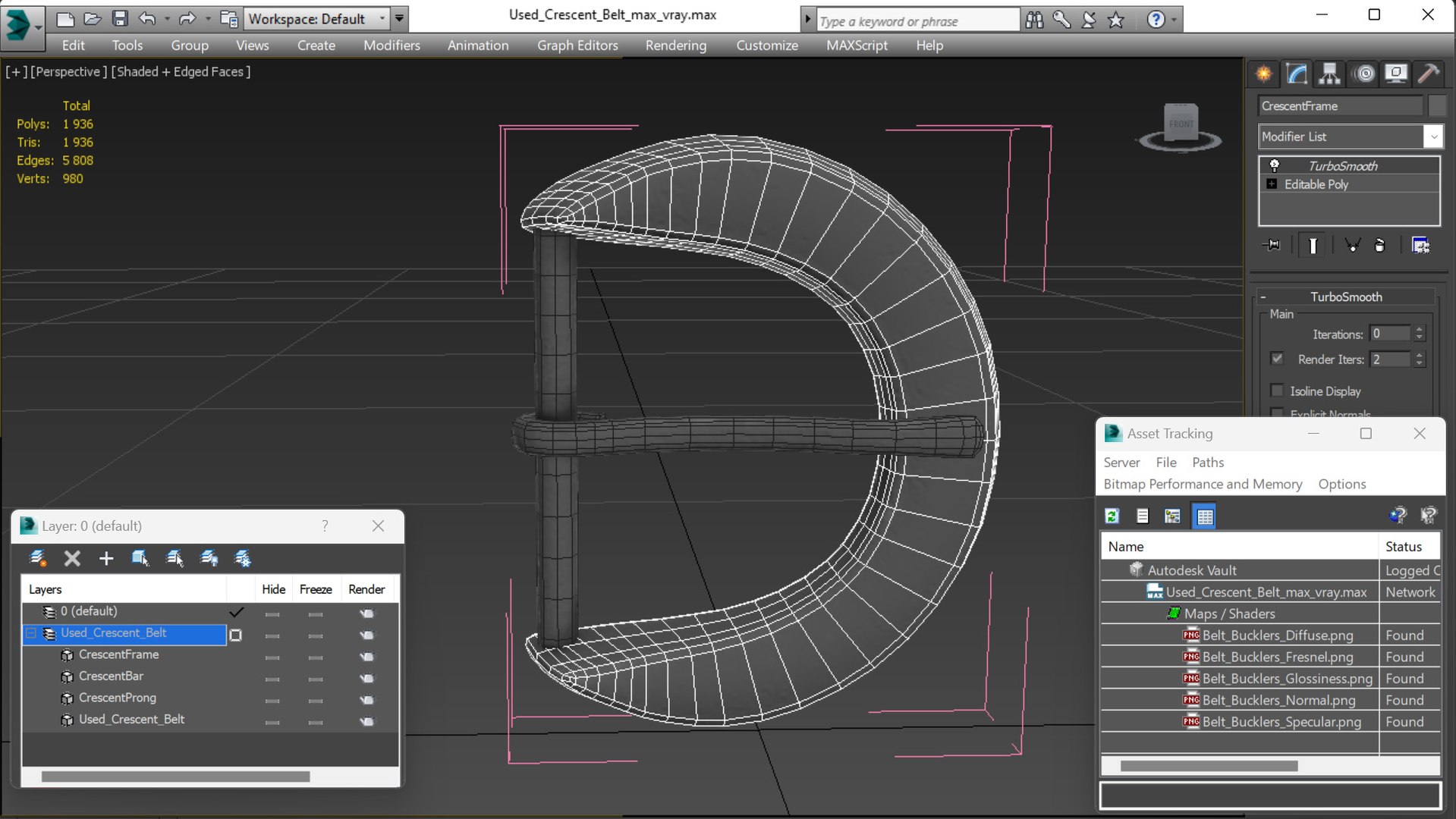 3D Used Crescent Belt Model - TurboSquid 2073259