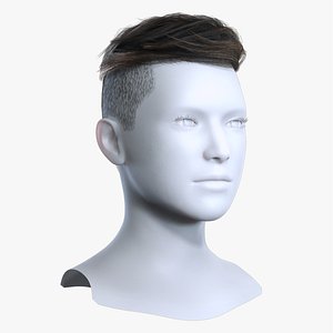 Men Slicked Back Pompadour Undercut Brown Hair 3D Asset 3D