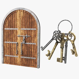 3D model real old door keys
