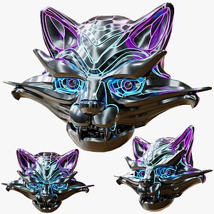 3D Cat Cyber Head