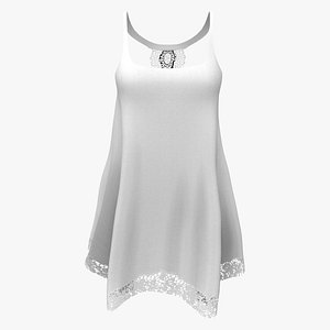 White Lace Bottom and Back Summer Cami Top 3D model