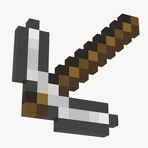 3D Minecraft Iron Pickaxe