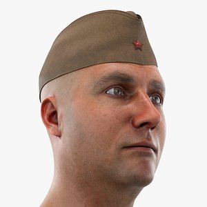 Soviet WW2 Pilotka Hat with Red Star on Head