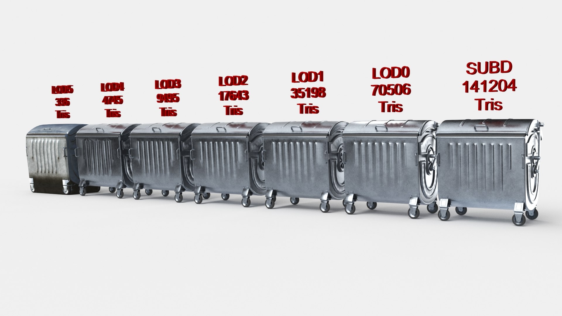 3D model Metal Garbage Container - Subd  - GameReady LODs - PBR https://p.turbosquid.com/ts-thumb/OK/s2SX17/JY/b_w_000/jpg/1702578385/1920x1080/fit_q87/78912aa053c0e966c351f10211e5138f64199f31/b_w_000.jpg