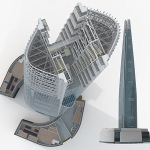 Modern High-Rise Tower and Circular Mall Base