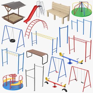 3D Playground Equipment Collection model