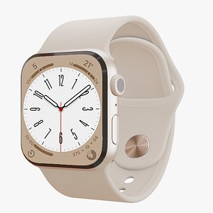 3D Apple Watch 8 Series - Starlight Aluminium case 3ds Max model