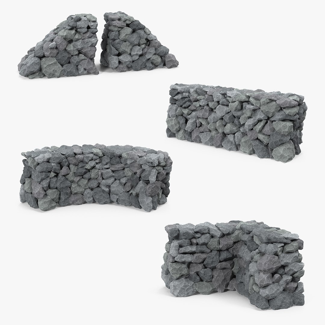 Stone Wall 3D Models Collection 3D model preview