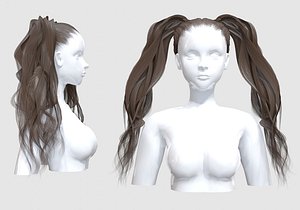 Ponytails Long Hair 3D model