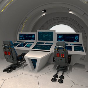 Futuristic Navigation Station with Data Screens