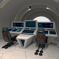 Futuristic Navigation Station with Data Screens