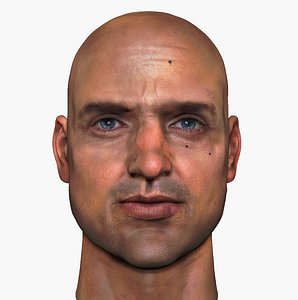 Male head PBR Realistic Low-poly
