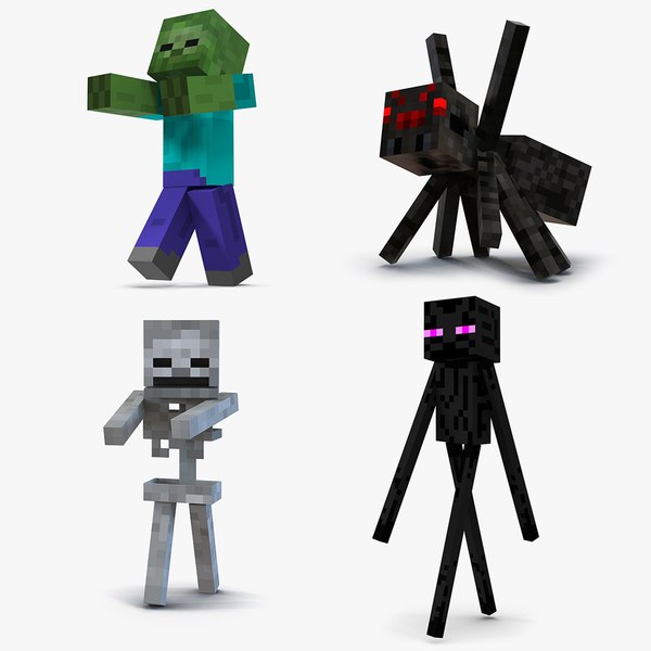 3D model minecraft characters rigged 2