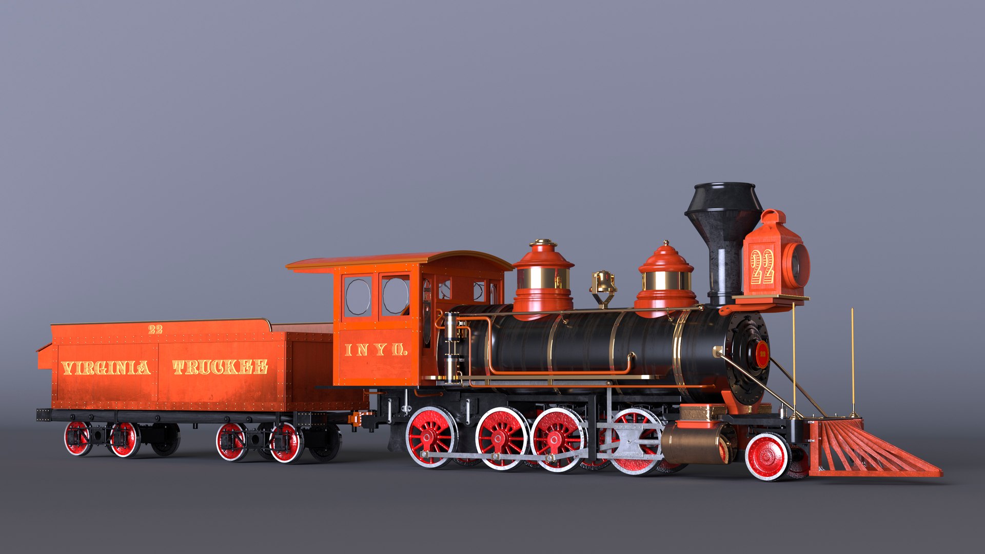3D Model Steam Locomotive With Coal Wagon - TurboSquid 2161887