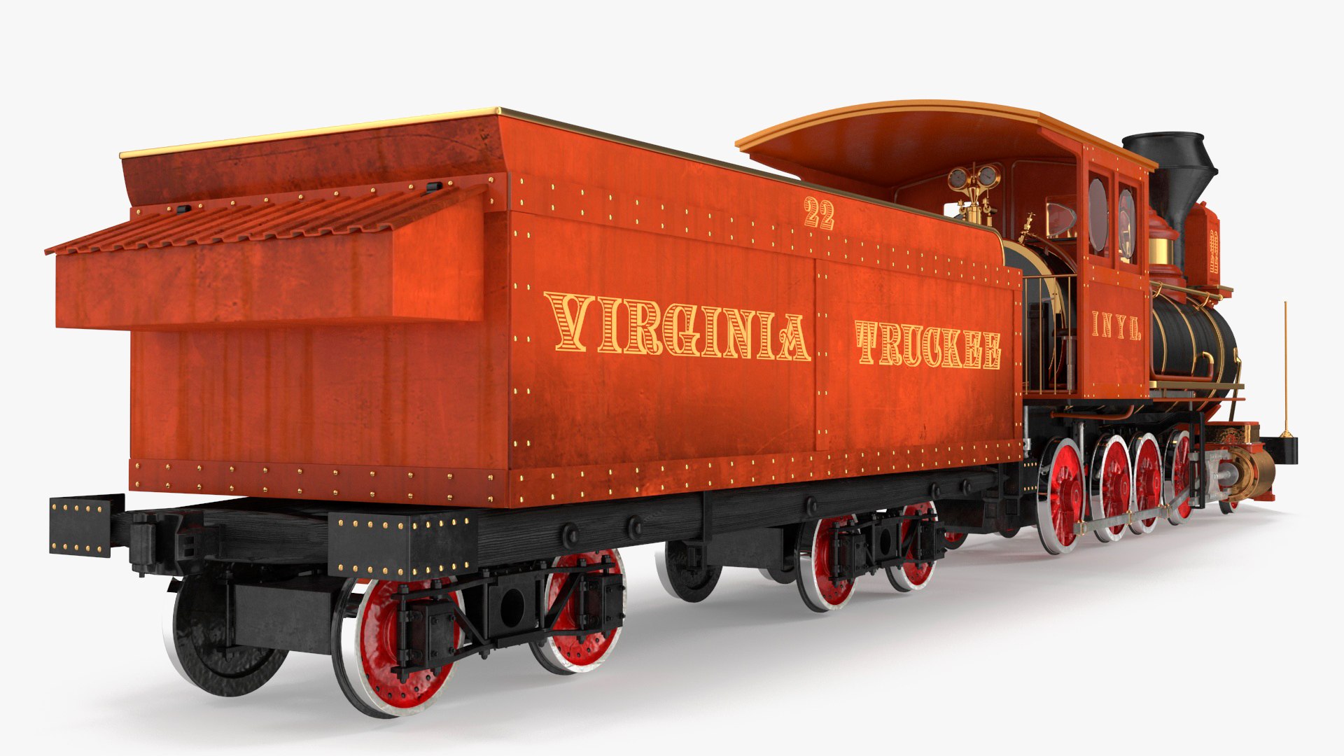 3D Model Steam Locomotive With Coal Wagon - TurboSquid 2161887