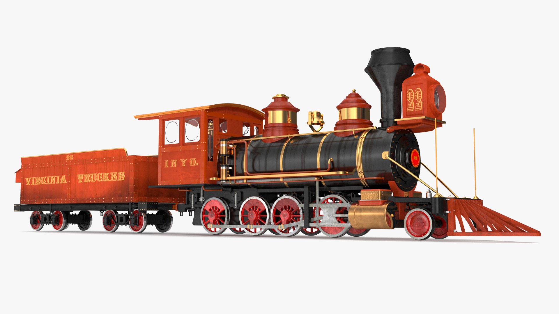 Steam Locomotive With Coal Wagon 3D model preview
