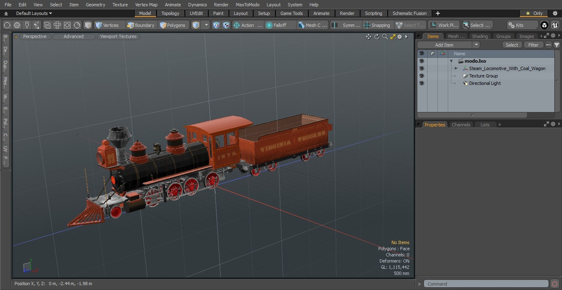 3D model Steam Locomotive With Coal Wagon - TurboSquid 2161887