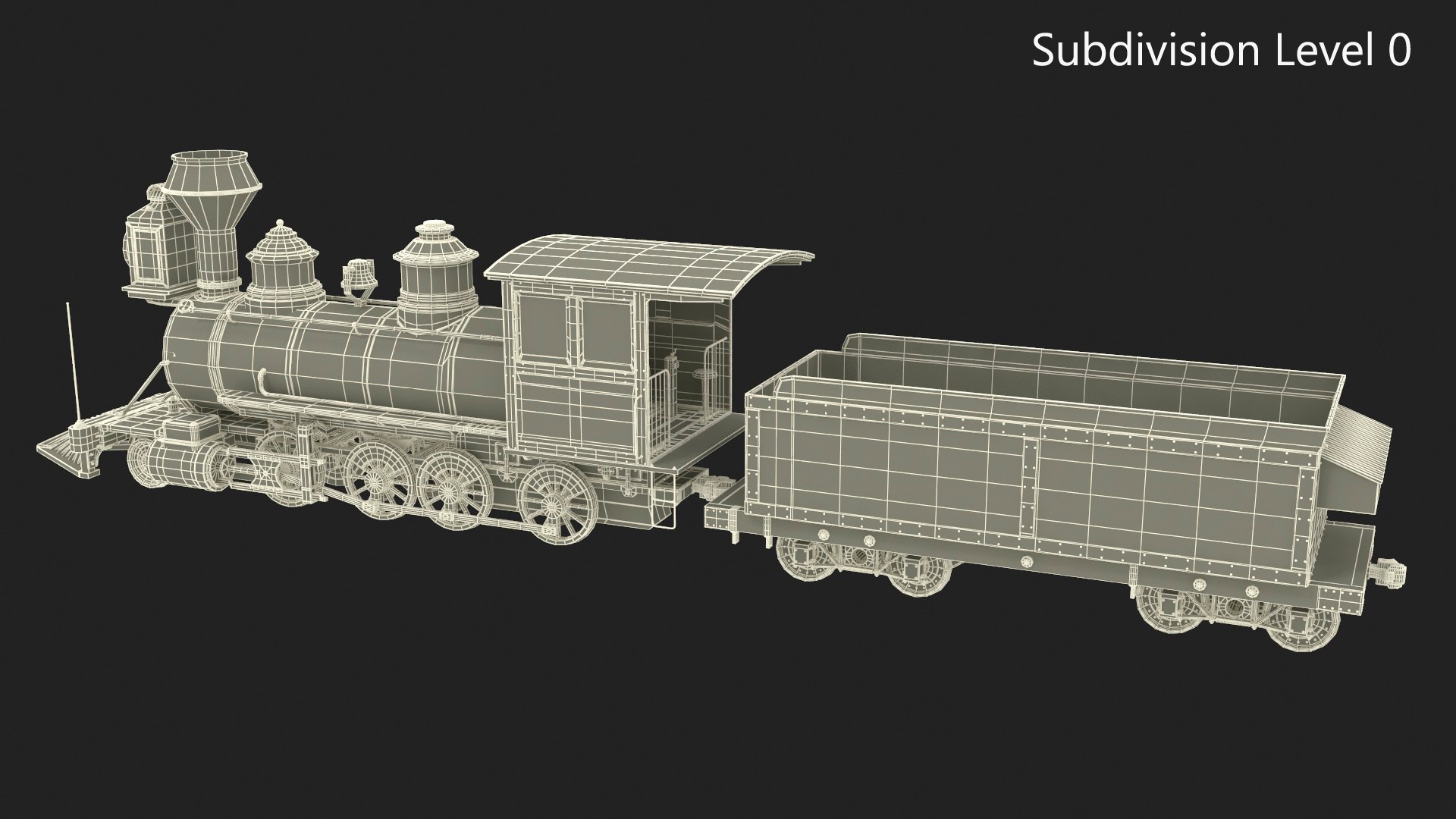 3D Model Steam Locomotive With Coal Wagon - TurboSquid 2161887