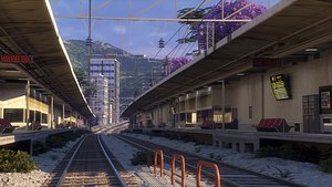 railway station city blocks 3D model