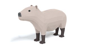 3D Low Poly Cartoon Capybara