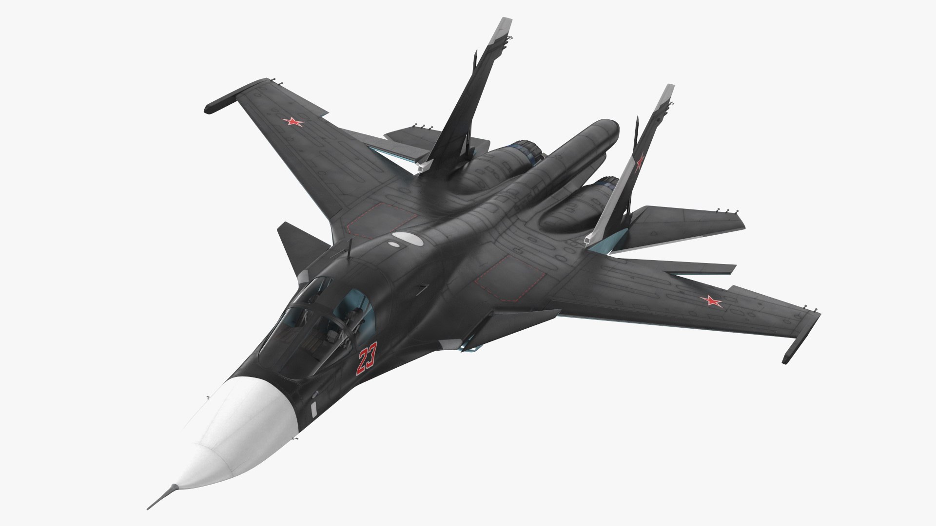 Su 34 Aircraft with X-31PM Supersonic Missile Rigged 3D model preview