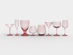 3D glass model wine glasses - wine glasses Low-poly 3D model