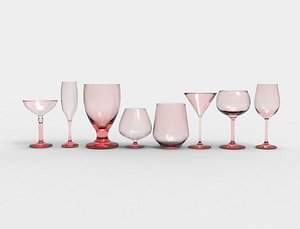 glass  wine glasses - Low-poly
