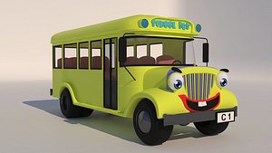 school bus cartoon 3D model