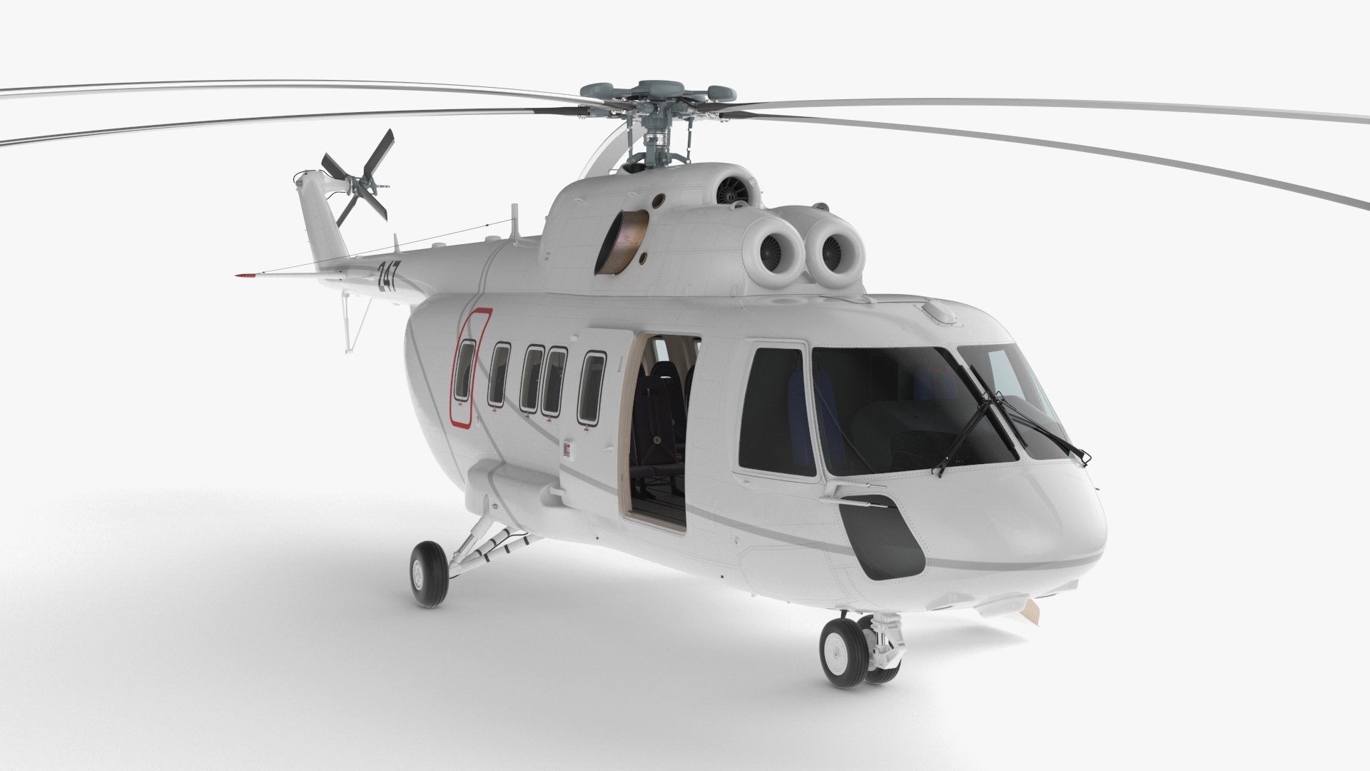 Helicopter MI-171 A3 White Rigged for Maya 3D model preview