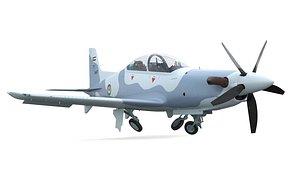 Training Aircraft Pilatus PC-21 Grey Rigged for Cinema 4D model