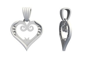 3D jewelry heart pendant diamonds