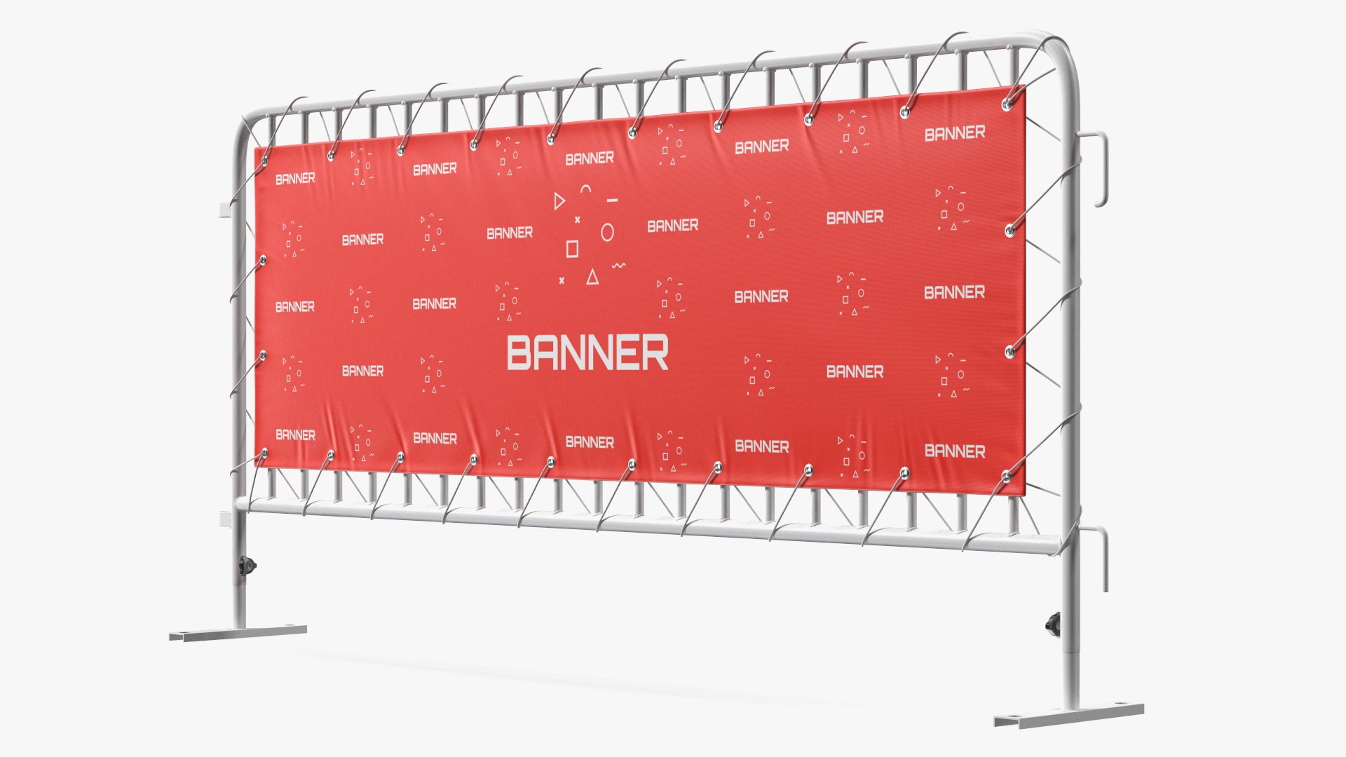 Crowd Control White Barricade Fence Banner 3D model - TurboSquid 2104178