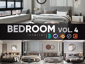 3D room bedroom bed