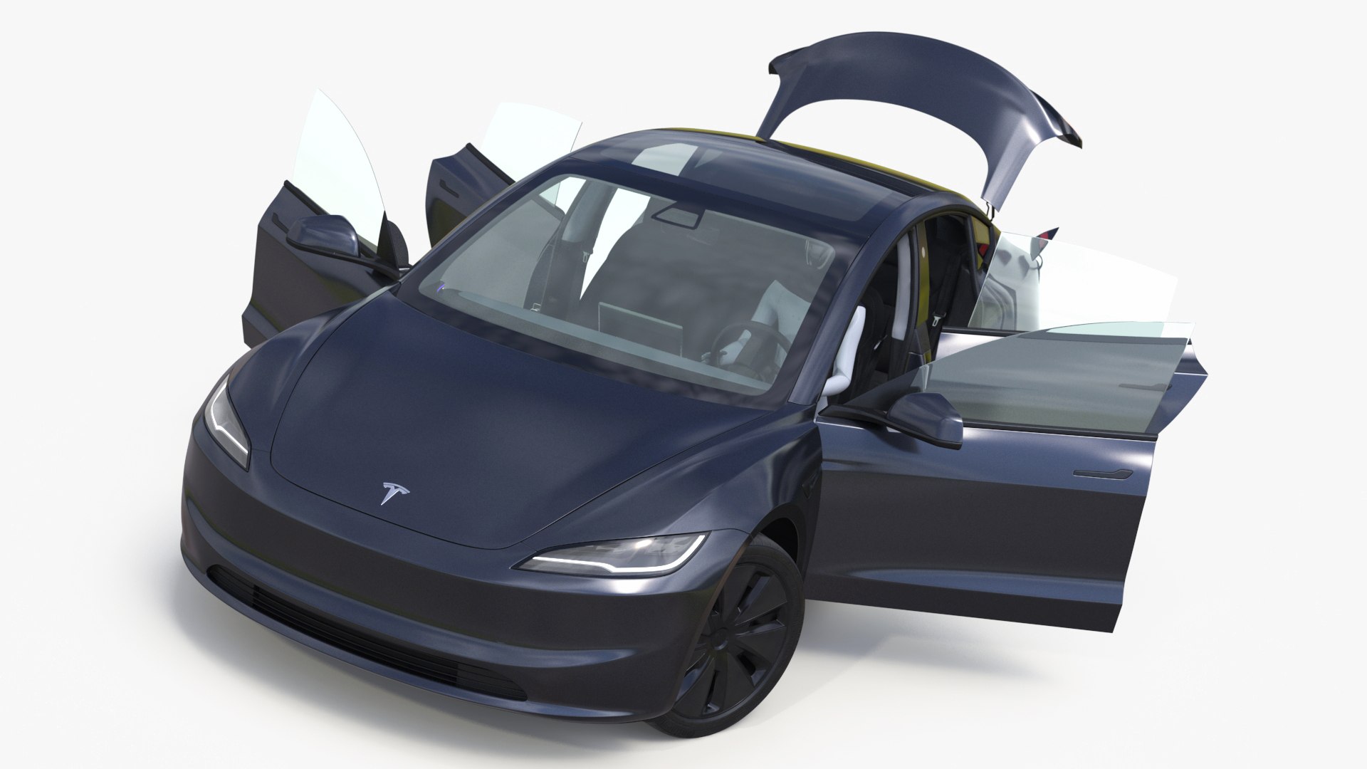 Tesla Model 3 2024 with Tesla Bot Rigged 3D model preview