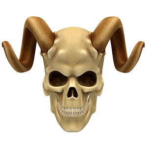 3D Monster skull with rams horns