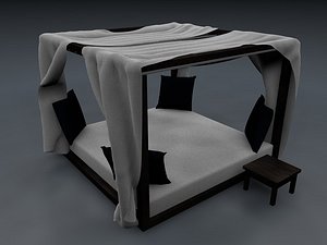 3d model luxury canopy bed