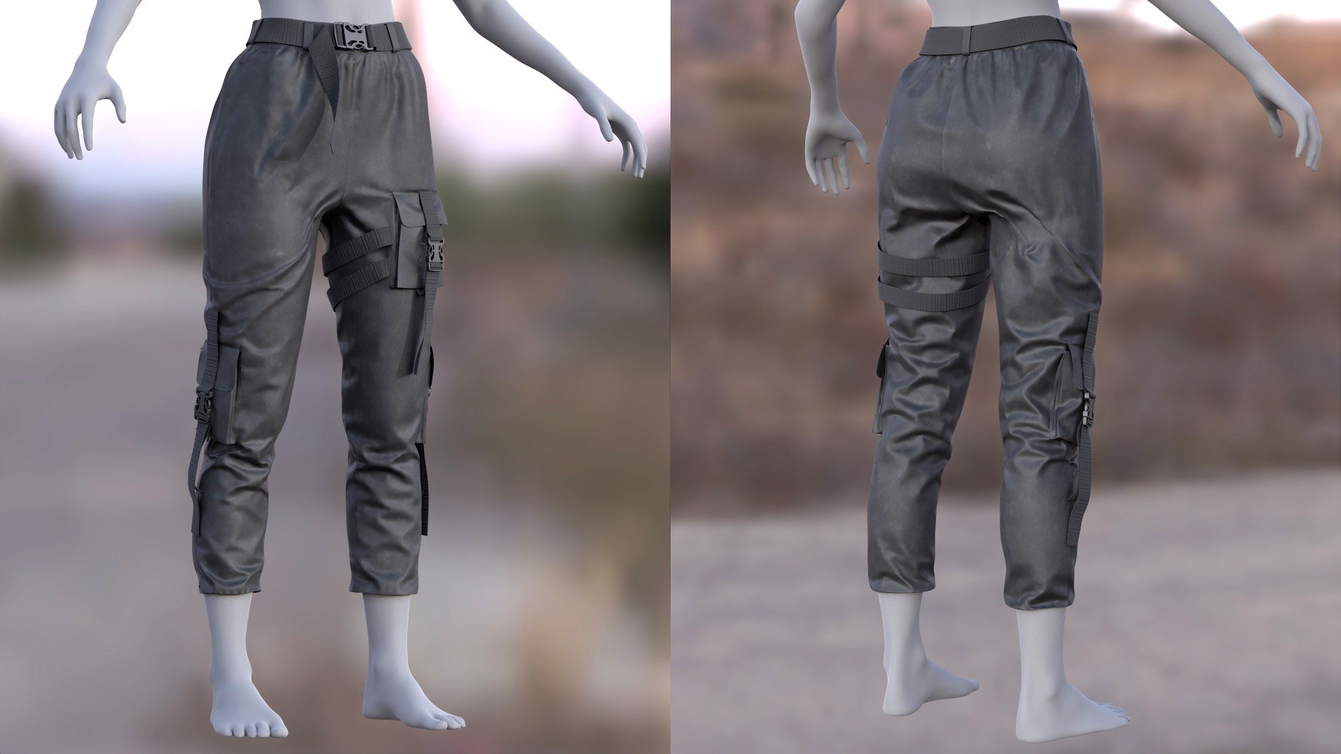 3D Womens Terrorist Pants - Middle - Low Poly - TurboSquid 1924142