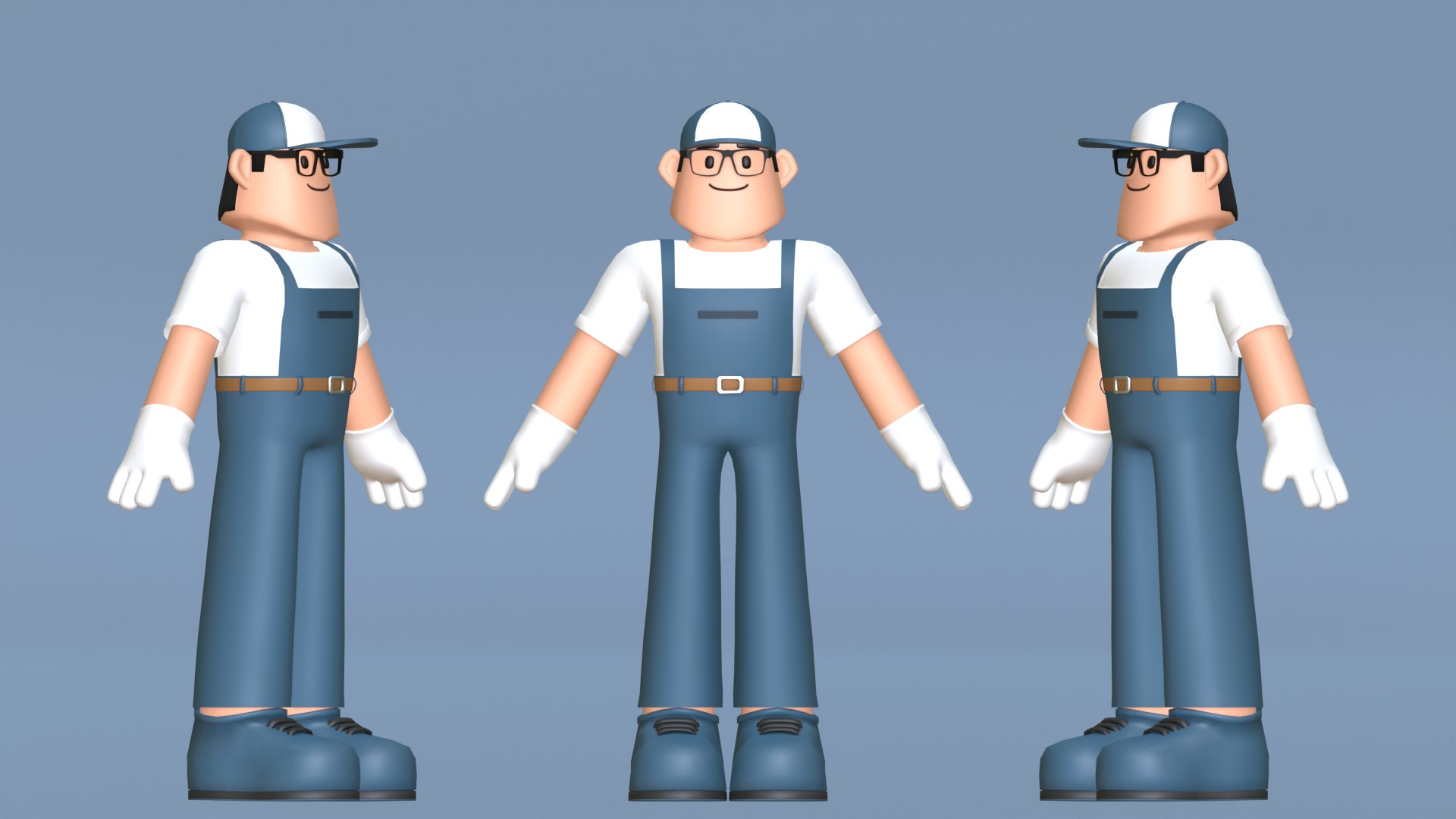 Minimal Mechanic Cartoon Character 3D model https://p.turbosquid.com/ts-thumb/OM/iv0eUK/Gd/third_eevee/png/1701324263/1920x1080/fit_q87/36951f0cbb2c0697641680d789aabdb0e27b1e98/third_eevee.jpg